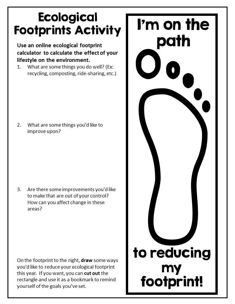 Calculate Your Ecological Footprint Lesson For Students Suburban Worksheets Library