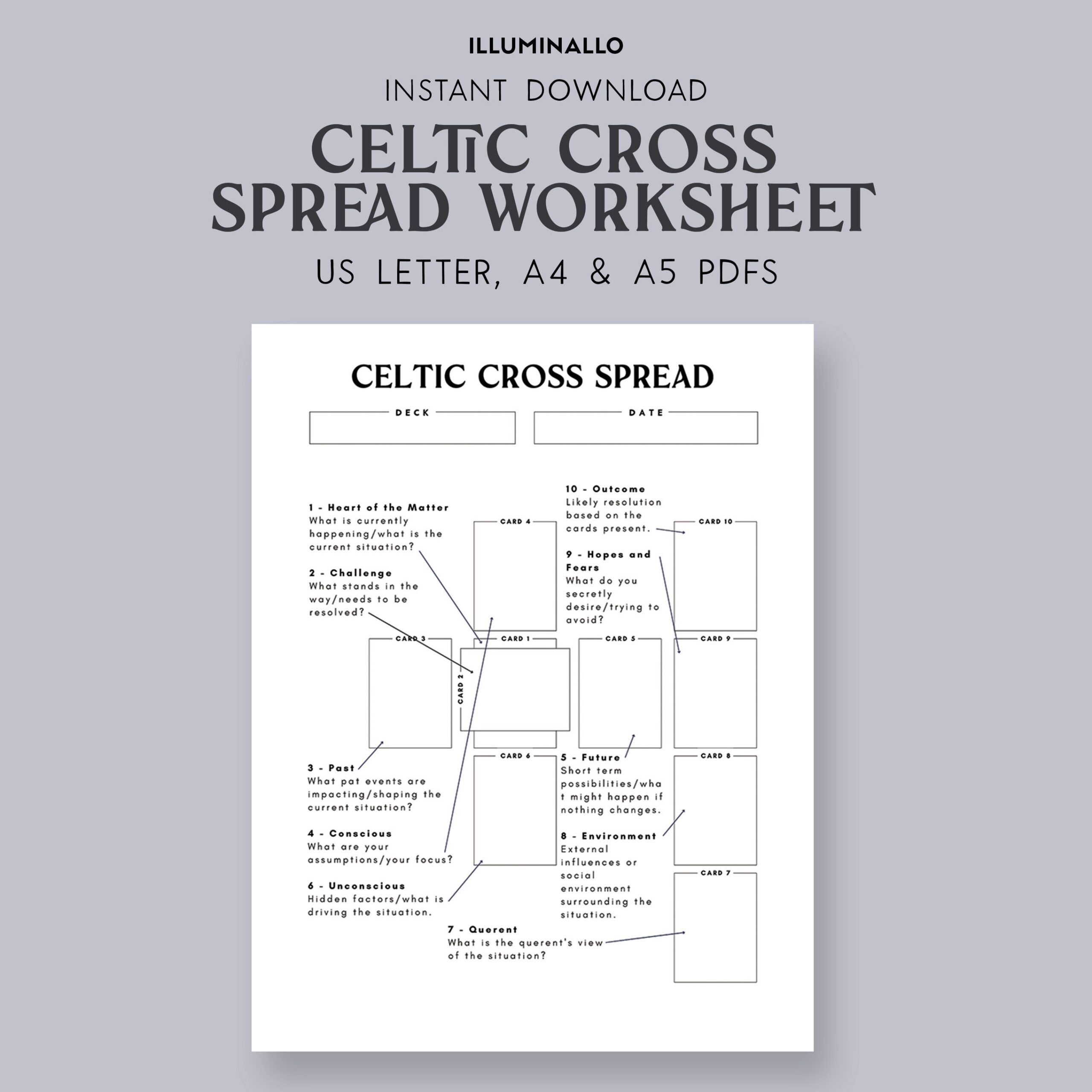 Celtic Cross Spread Purple Tarot Spread Oracle Spread Divination Spiritual Etsy