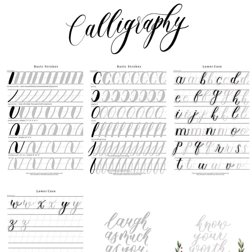 Cheap Brush Lettering Practice Sheets On Sale 31 Free Printable Lettering And Calligraphy Worksheets Masha Plans