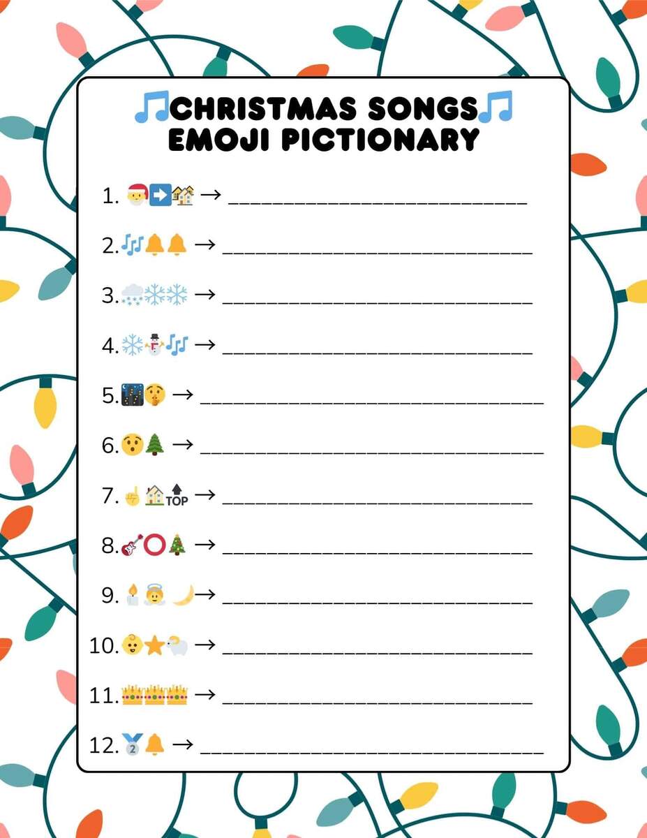 Christmas Emoji Pictionary Printable Game