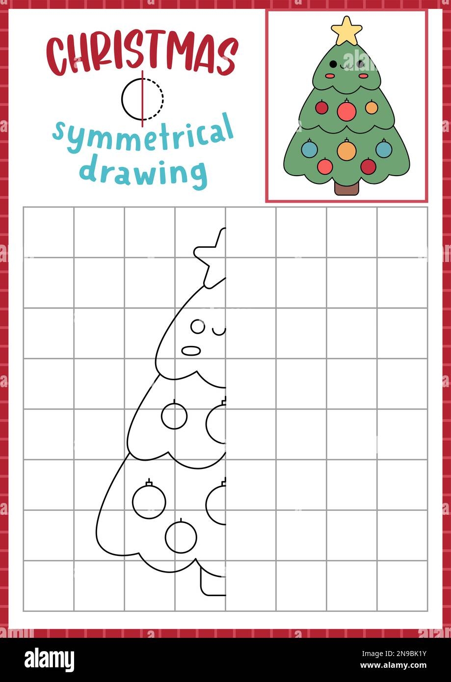 Symmetry Christmas Tree Painting Free Printable