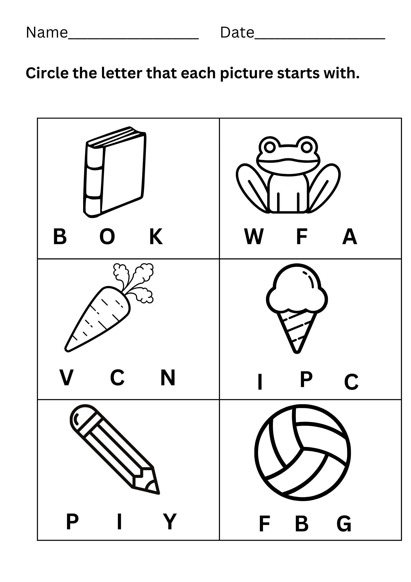 Circle The Beginning Sound Free Printable