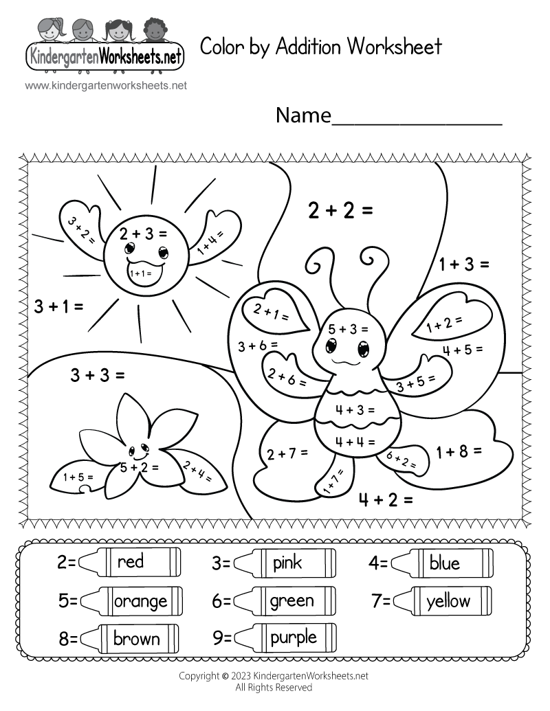 Addition Worksheets For Kindergarten