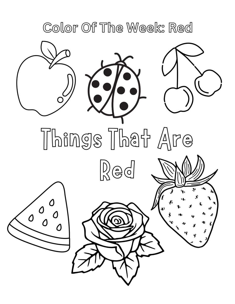 Color Of The Week Red Coloring And Activity Pages Etsy
