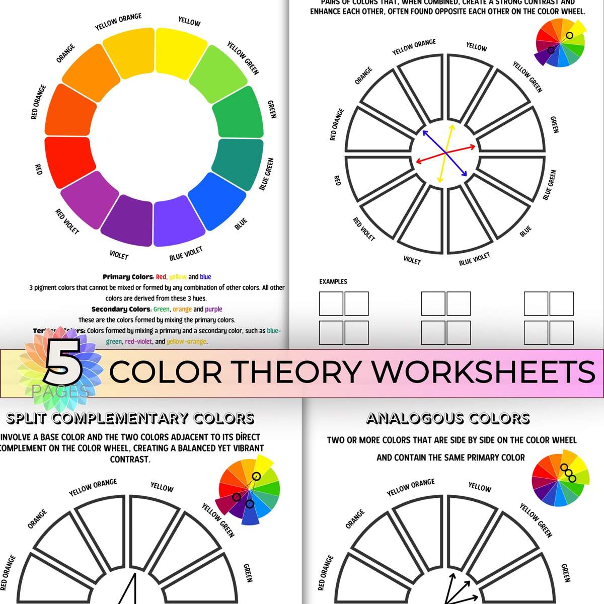 Color Theory Worksheets Printable Color Wheel Painting Lesson Art Class Printable Drawing Activity Sheet Color Theory Reference Sheet Etsy Denmark