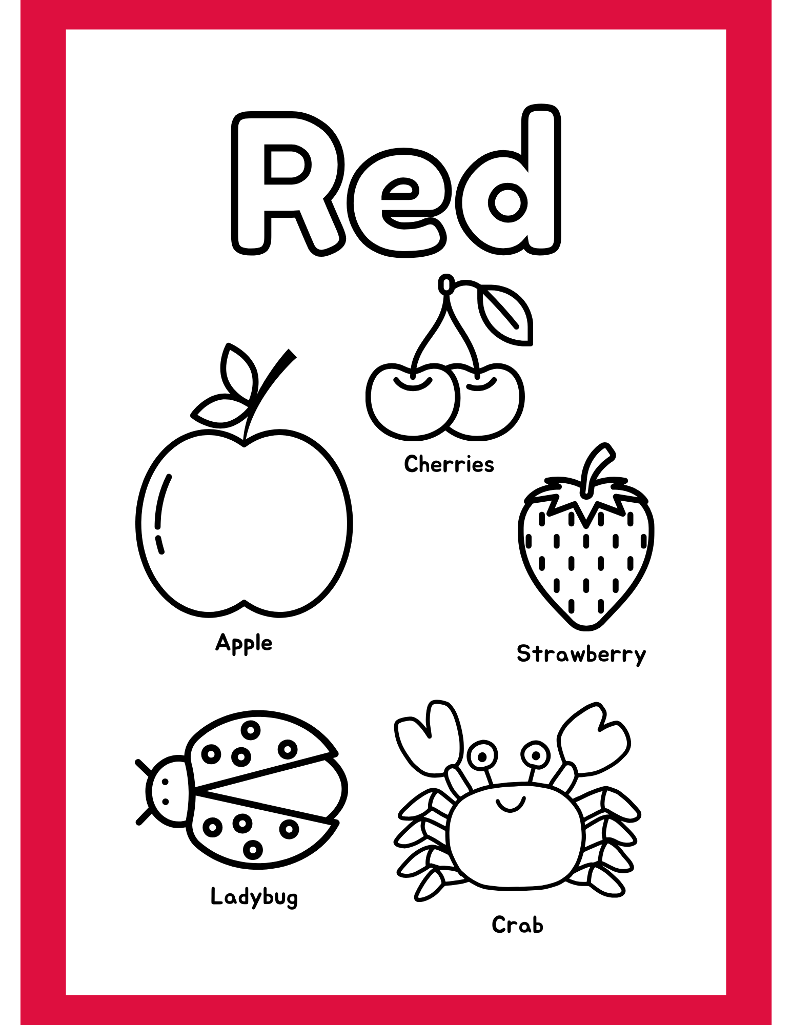 Color Of The Week Red Coloring And Activity Pages Etsy