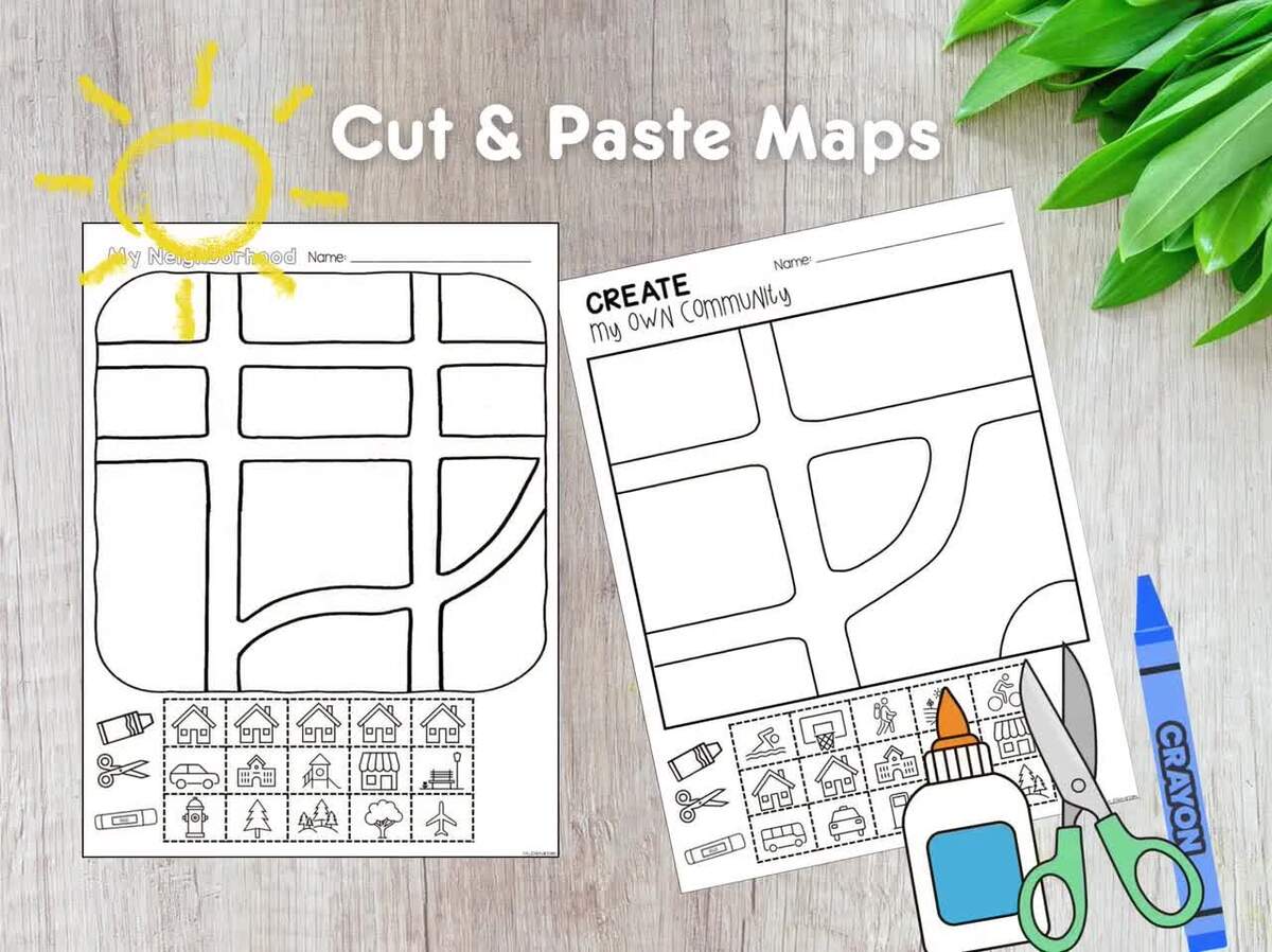 Community Map Making Activity For Kindergarten Preschool Social Studies Maps Cut Paste Maps Etsy