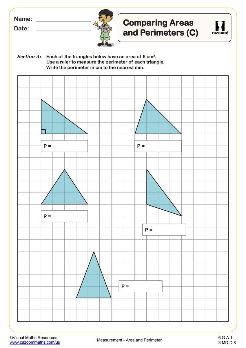 Area And Perimeter Of Mixed Shapes K12 Math Worksheets