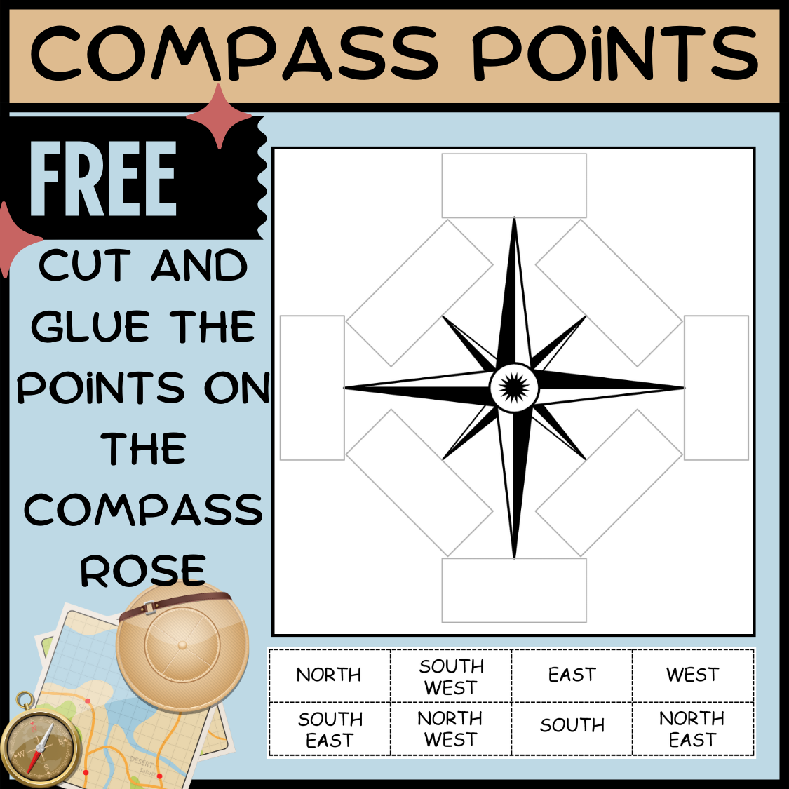 Compass Points Cut And Paste Activity Directional Concepts Worksheet Made By Teachers Compass Points Cut And Paste Activity Directional Concepts Worksheet Made By Teachers