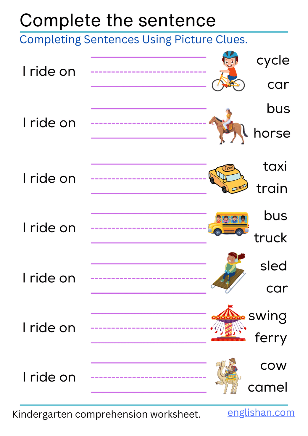 Complete The Sentence Worksheet For Kindergarten With Free PDF