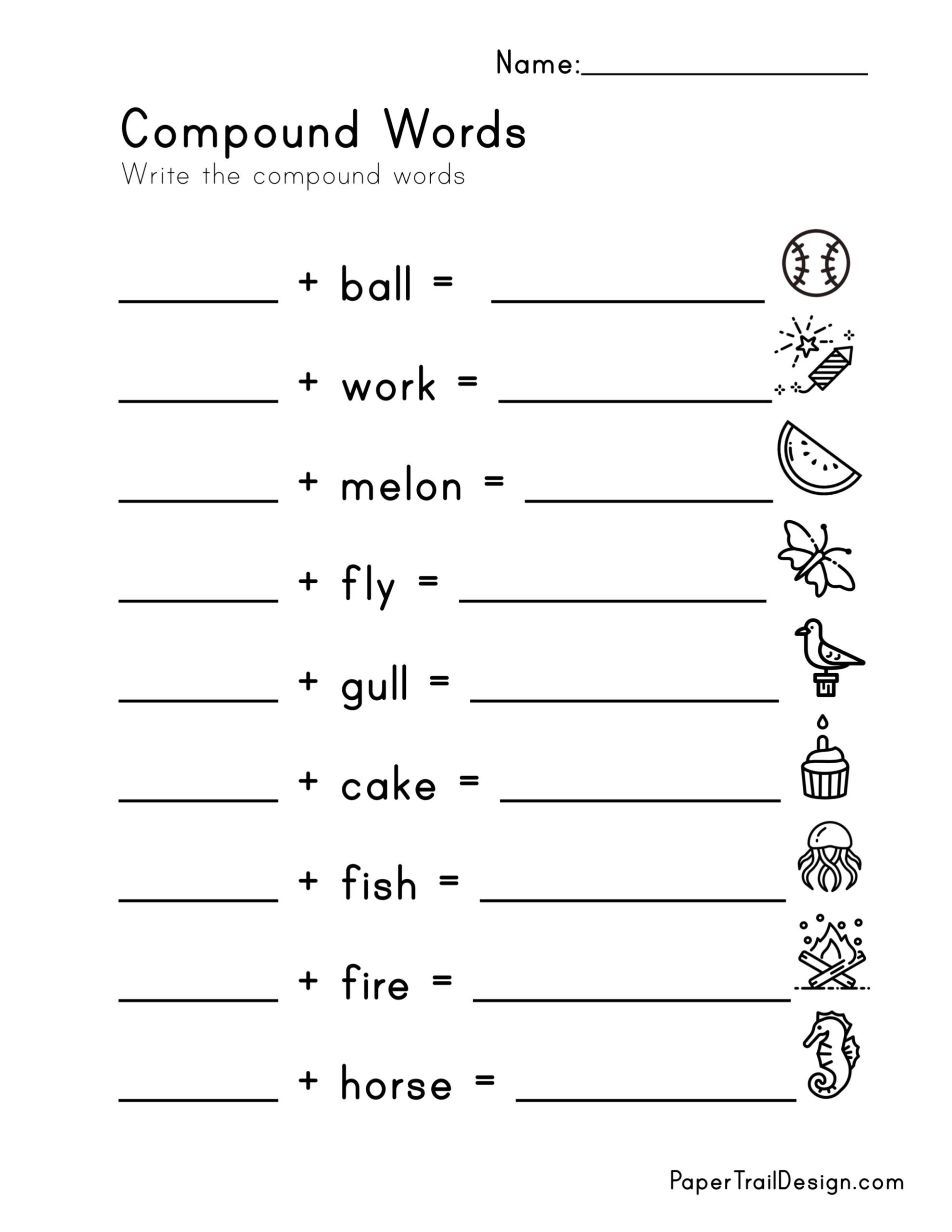 Compound Words Worksheet Paper Trail Design