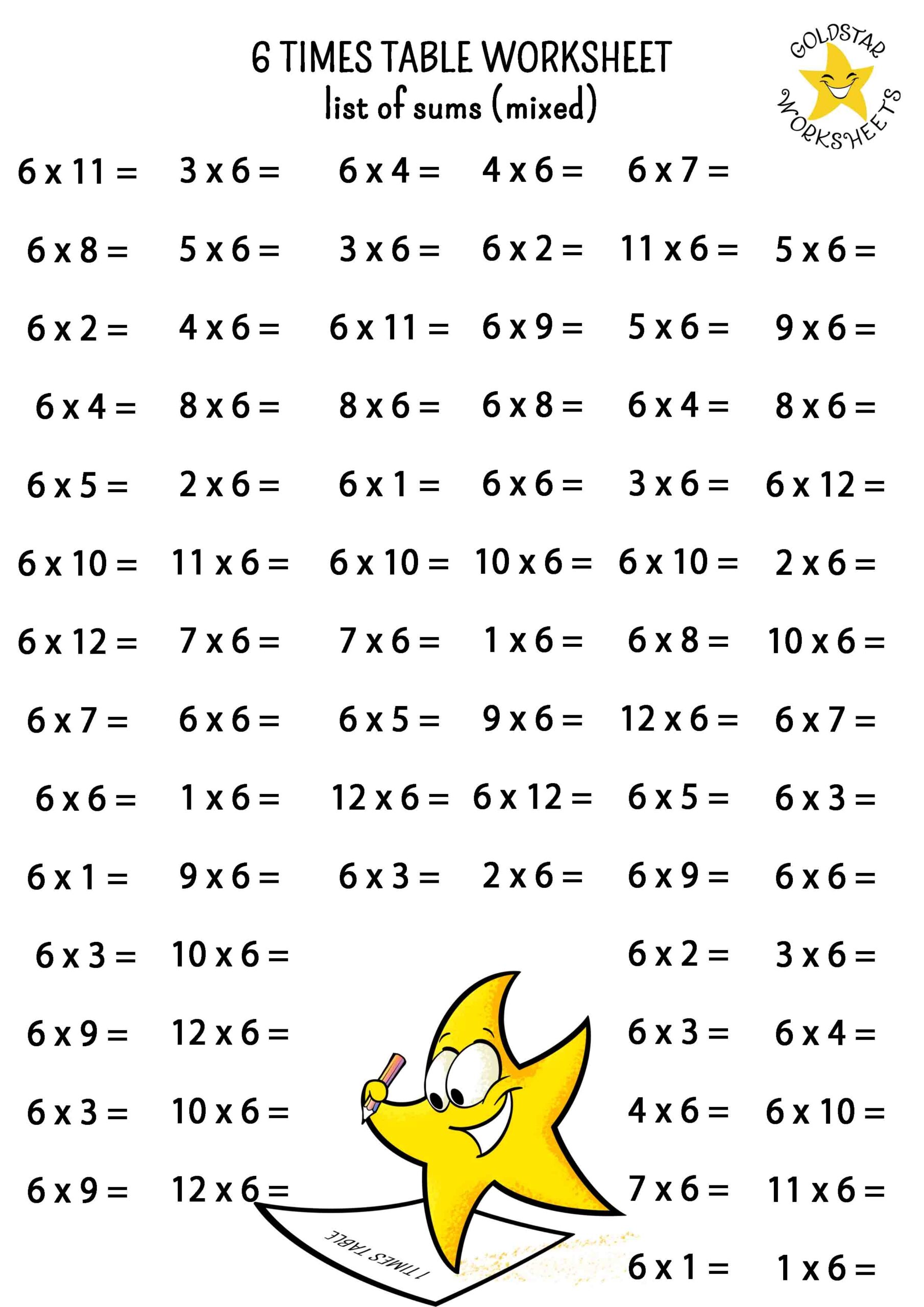Free Multiplication Worksheet 6s Worksheets4Free