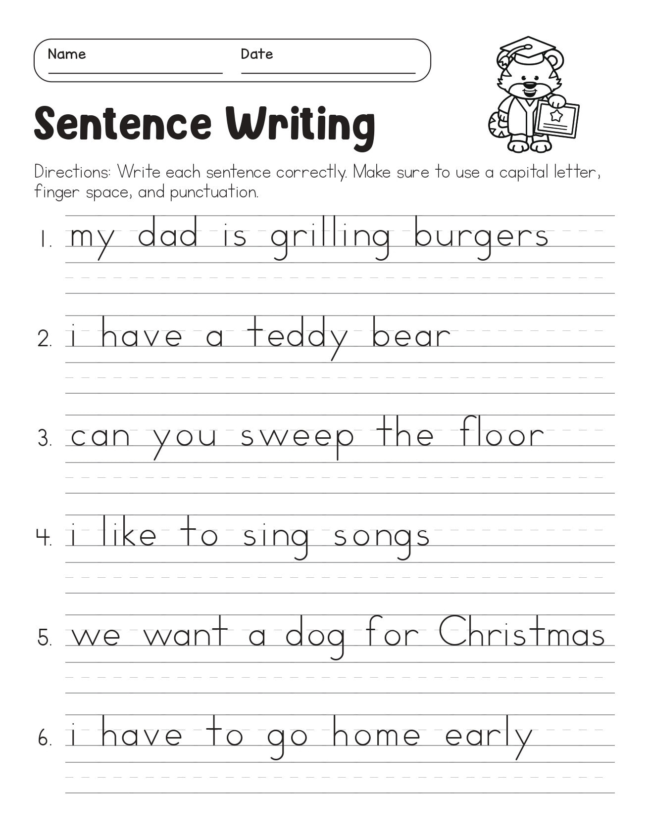 Grade 2 Sentence Worksheets Games4esl