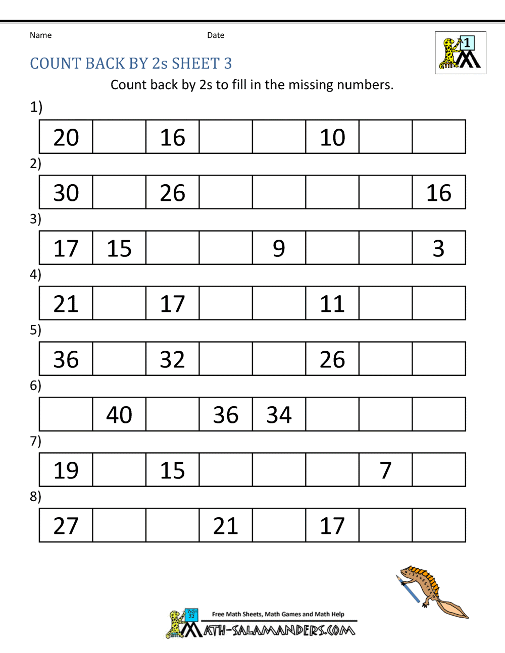Counting By 2s Worksheets