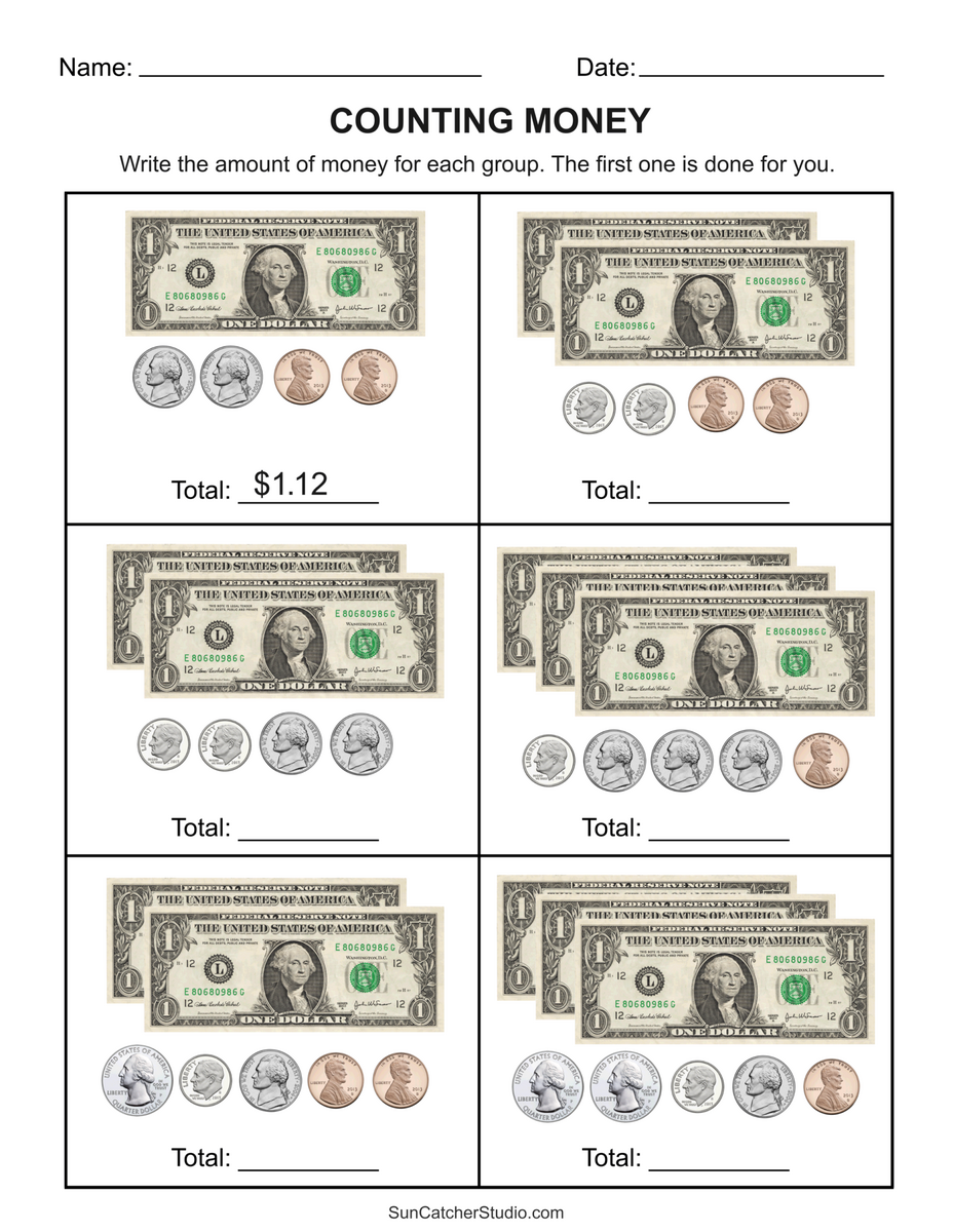 Free Math Money Worksheets 1st Grade