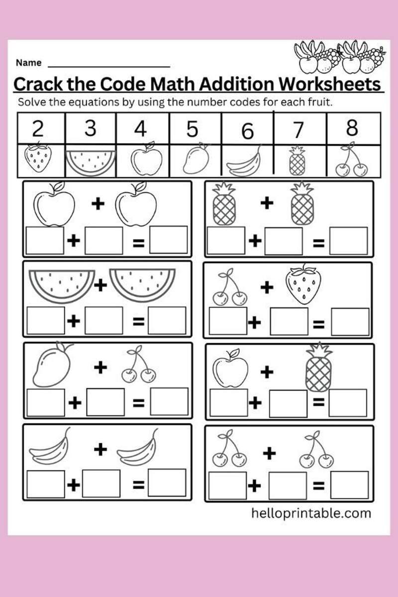 Secret Code Addition Worksheet Fun Math Decoding Activity