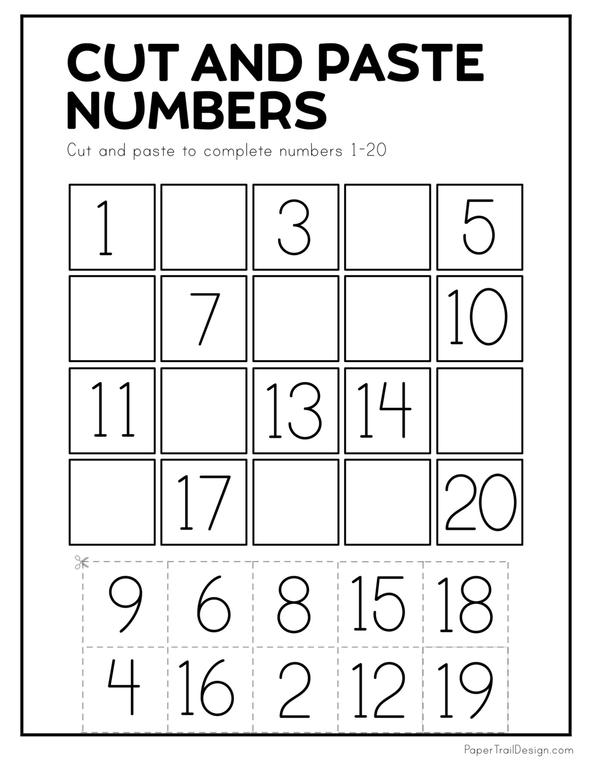 Numbers Count Write Cut Paste Activity Worksheet For Preschool Helloprintable