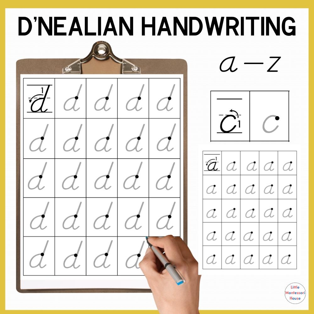 D NEALIAN HANDWRITING Letter Formation Modern Manuscript Lower Case Practice Montessori Primary Etsy