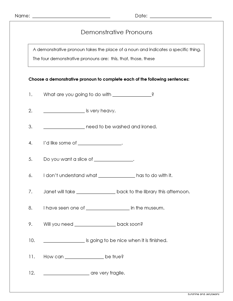 Demonstrative Interrogative Pronouns Grades 4 5 6 Practice Review Made By Teachers