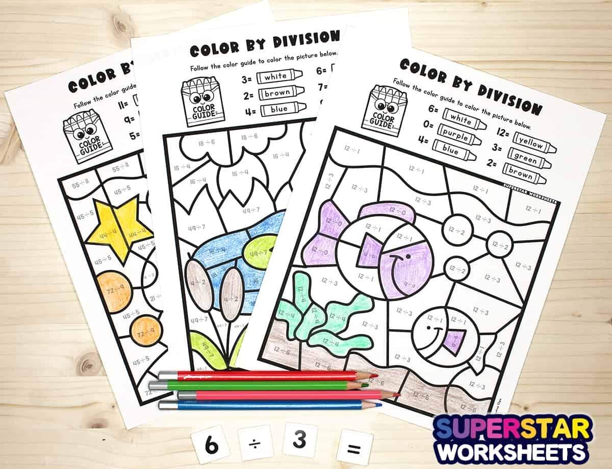 Division Color By Number Superstar Worksheets