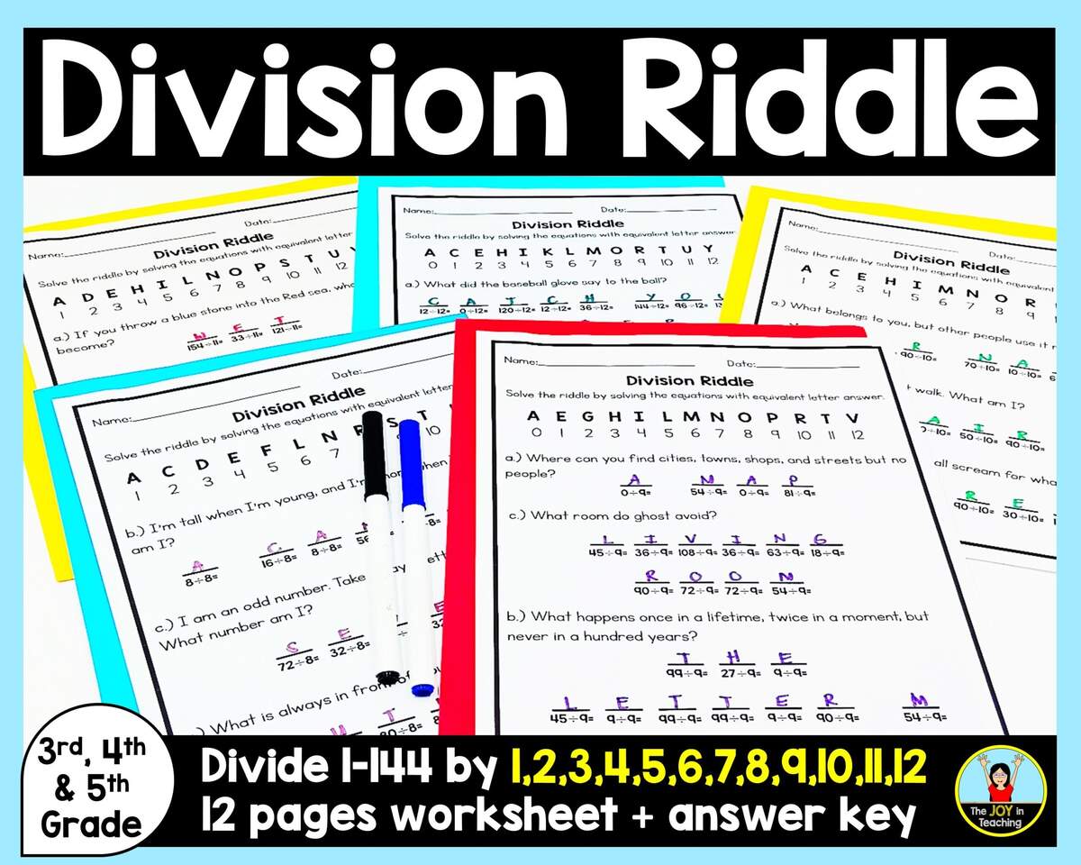 Division Riddle Worksheet Etsy Division Riddle Worksheet Etsy