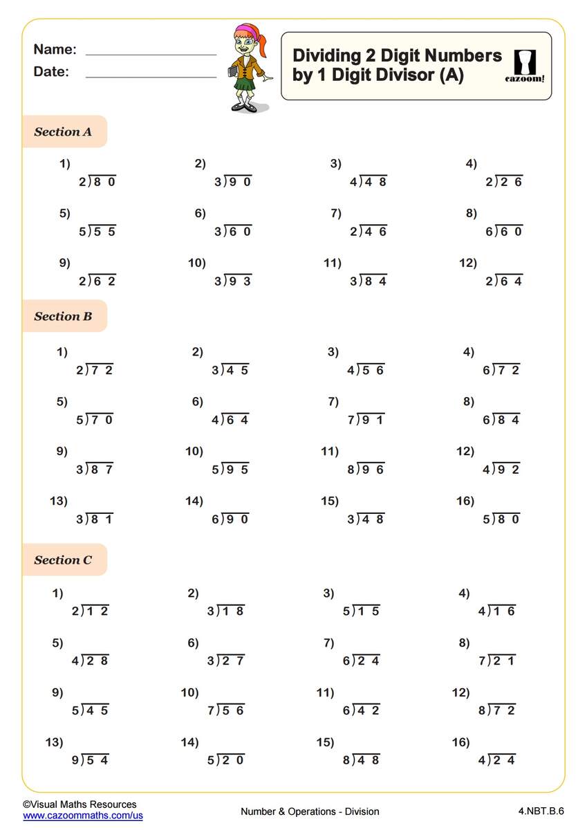 Division Worksheets With Answers Printable PDF Math Worksheets Cazoom Math