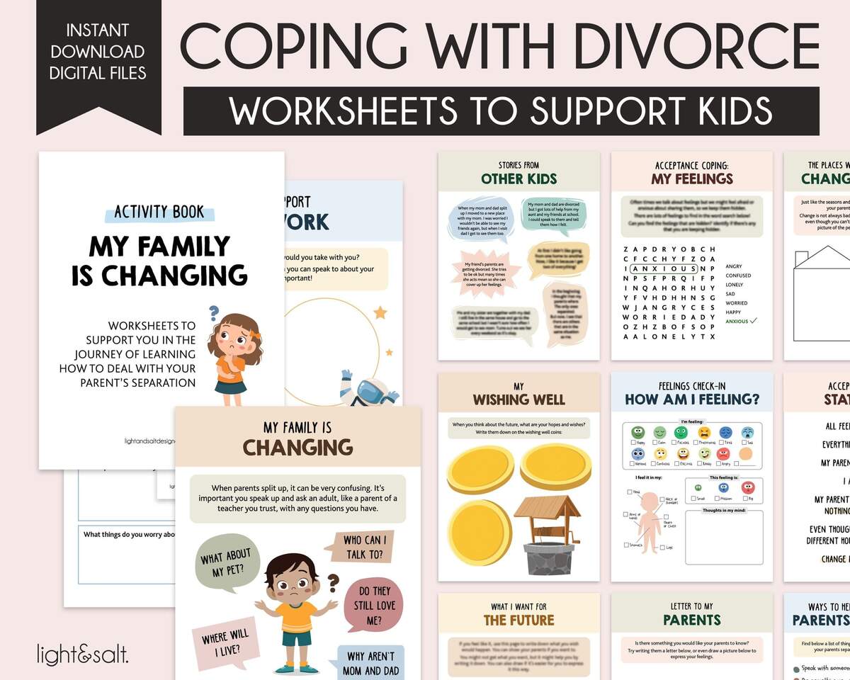 Divorce Worksheets For Kids Separation Journal Therapy Worksheets Therapy Workbook Kids Feelings Social Emotional Regulation Divorce Etsy Israel Divorce Worksheets For Kids Coping With Separation Emotional Regulation Coping Skills Worksheets For Children Therapy Worksheets For Kids Etsy