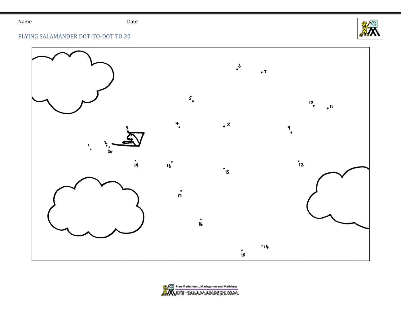 Dot To Dot Coloring Pages Up To 20