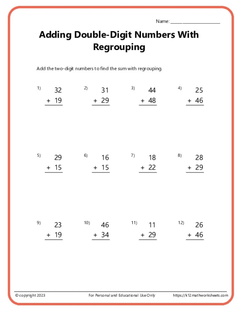 10 Printable Two Digit Addition Worksheets Double Digit Addition Worksheets 1st Grade 2nd Grade Made By Teachers