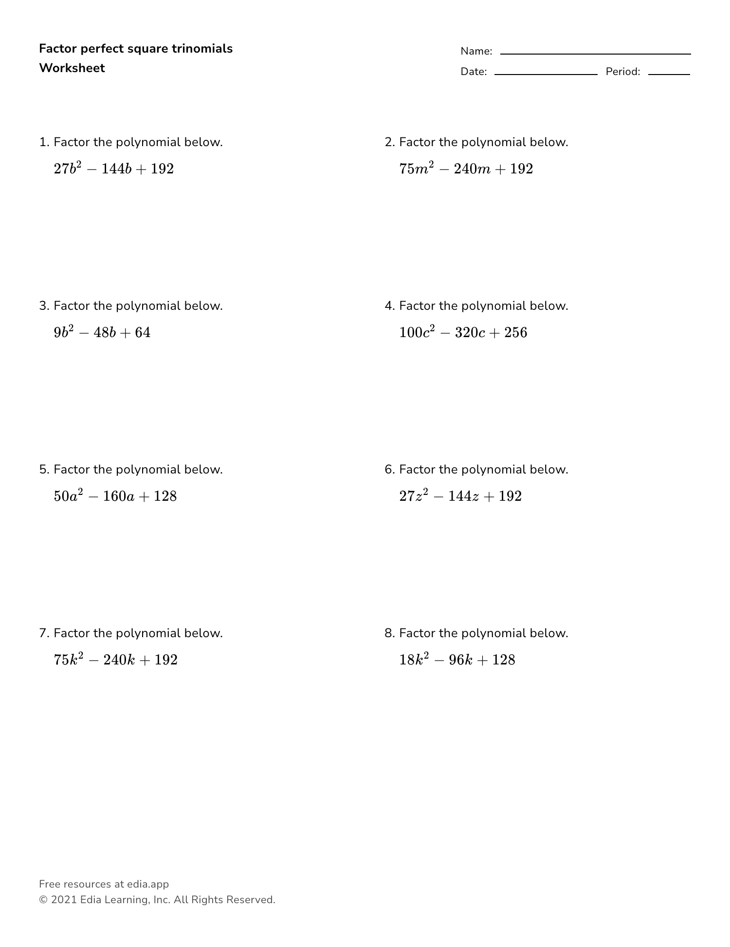 Factoring Special Cases Joke Worksheet 3 With Answer Key TPT