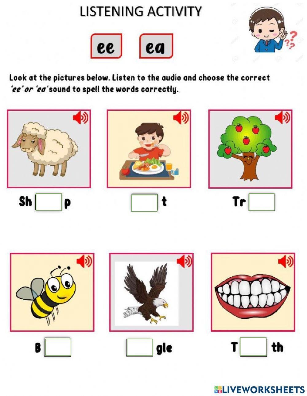 EE And EA Worksheet Practice Sheets For Mastering Vowel Digraphs