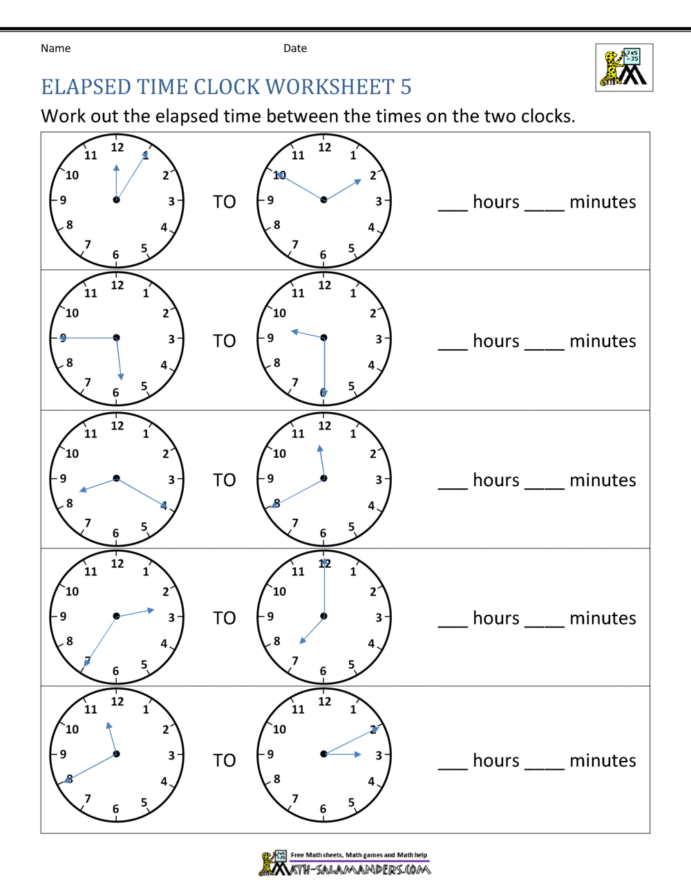 Elapsed Time Worksheets Elapsed Time Worksheets