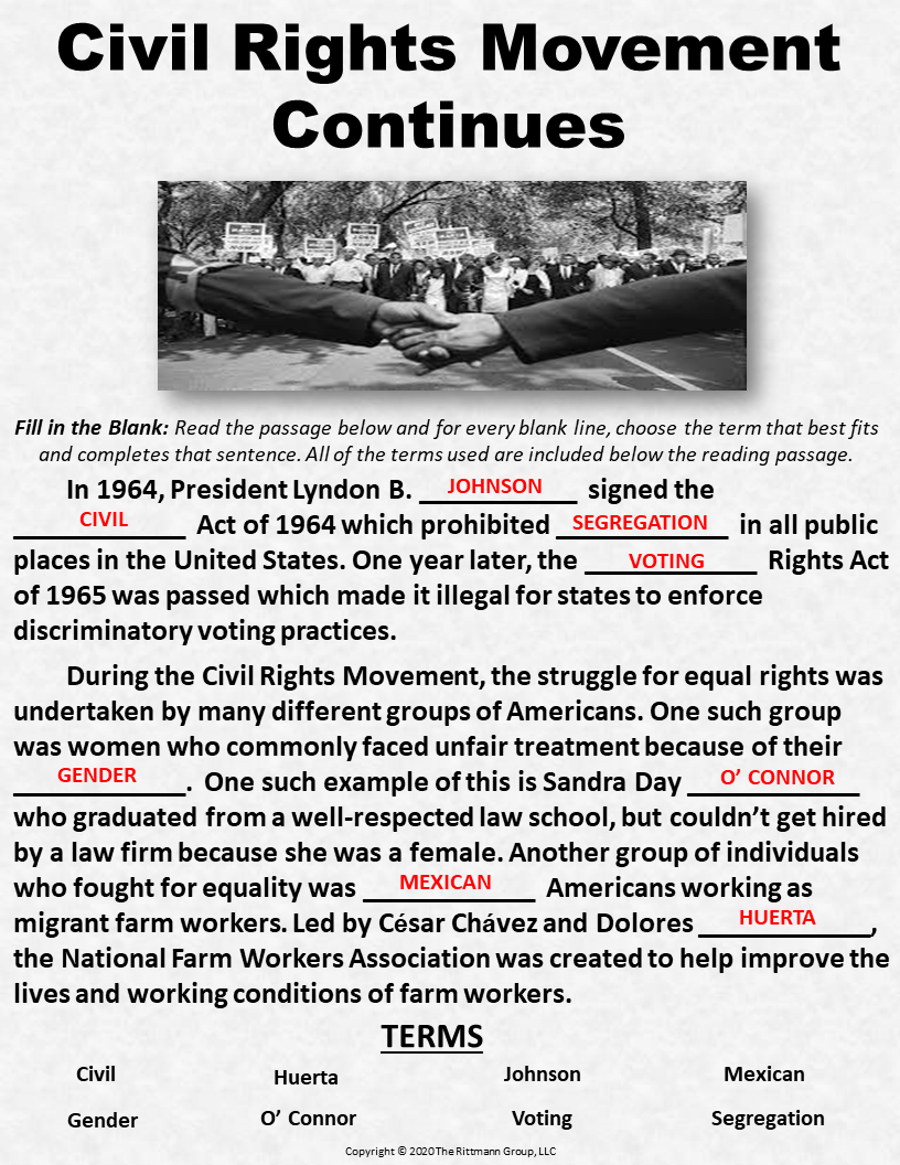 Civil Rights Games Worksheets Black History Month Activity Made By Teachers