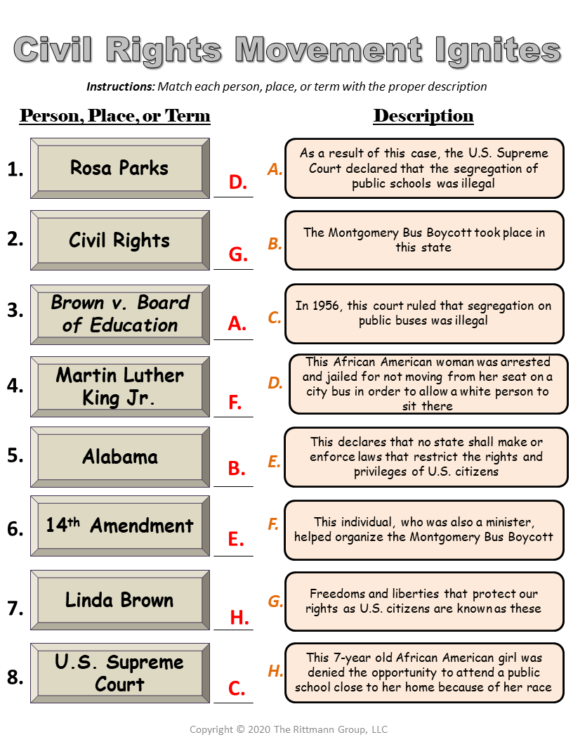 Engaging Worksheets On The Civil Rights Movement