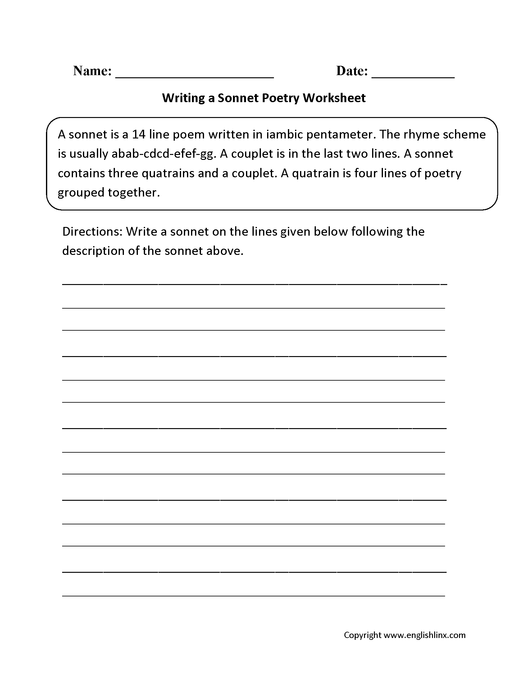 Poetry Worksheets Mr Nobody Poetry Worksheets