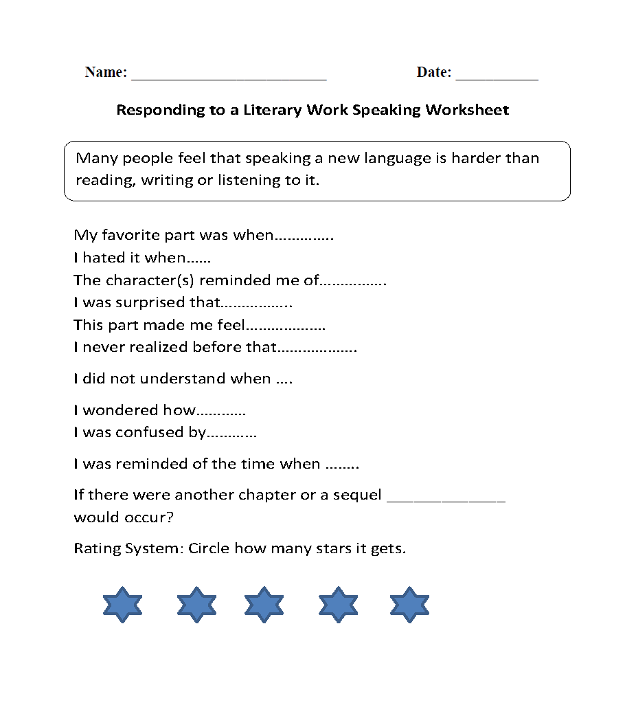 Englishlinx Speaking Worksheets