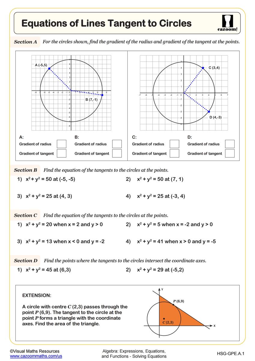 Equation Of A Circle Notes And Worksheets Lindsay Bowden Worksheets Library