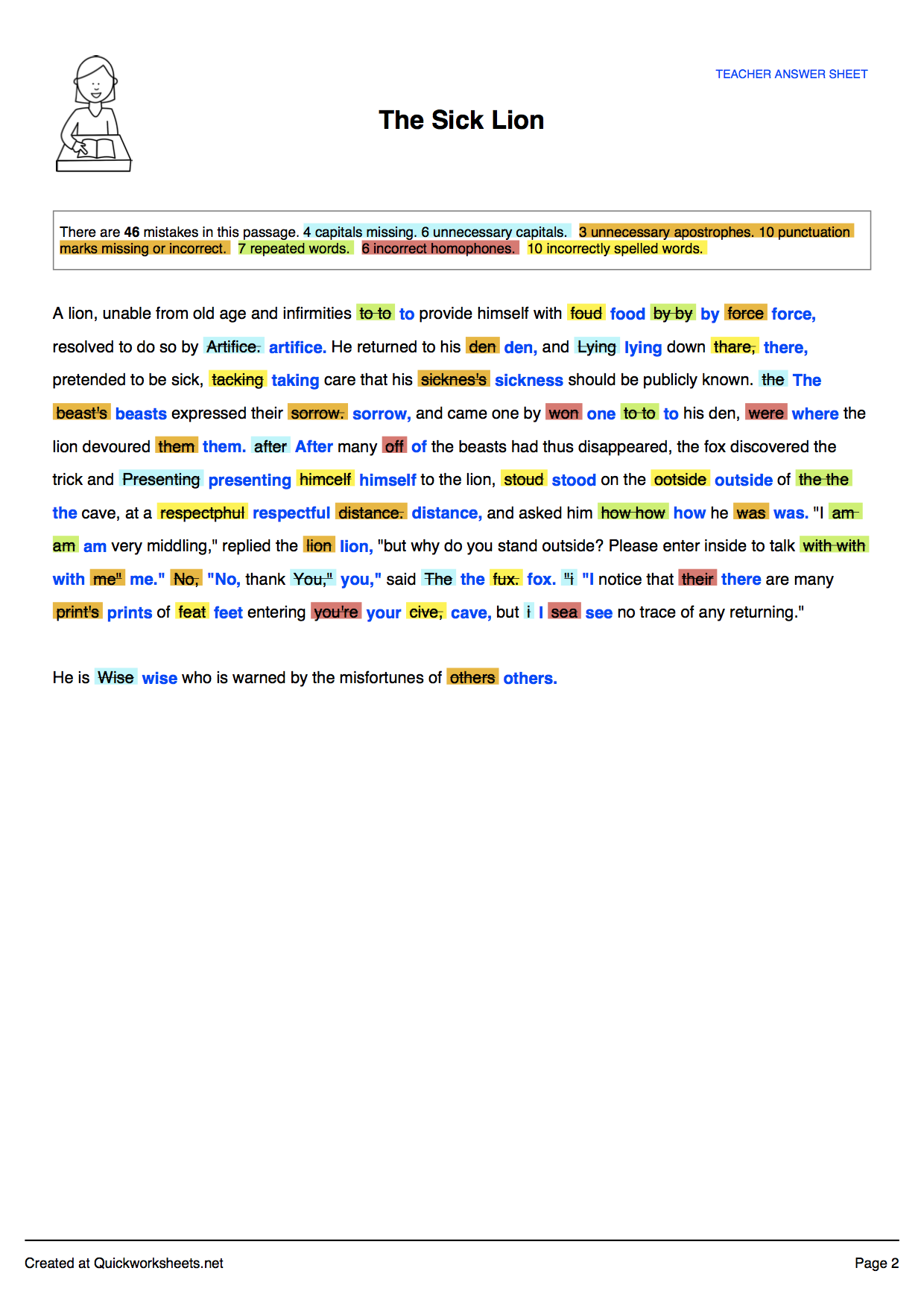 Error Correction Worksheet Generator