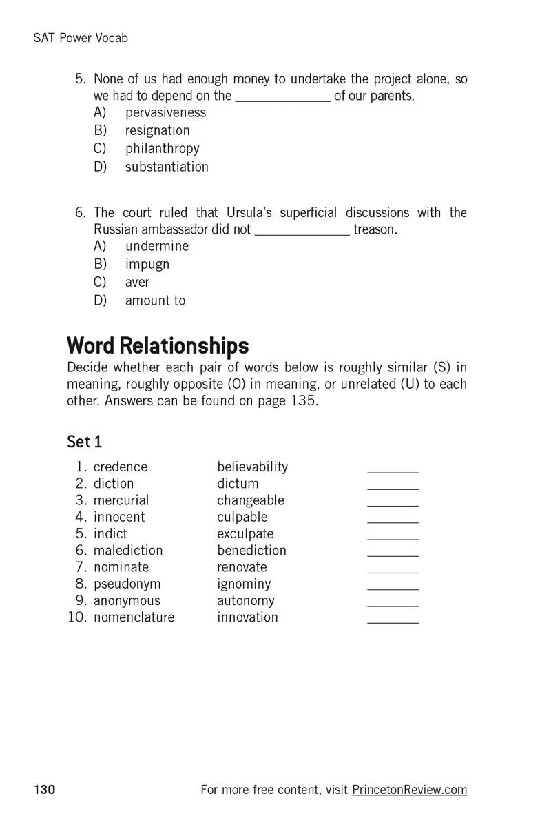 Extended Ebook Content For SAT Power Vocab 3rd Edition Chapter 5 Practice Exercises