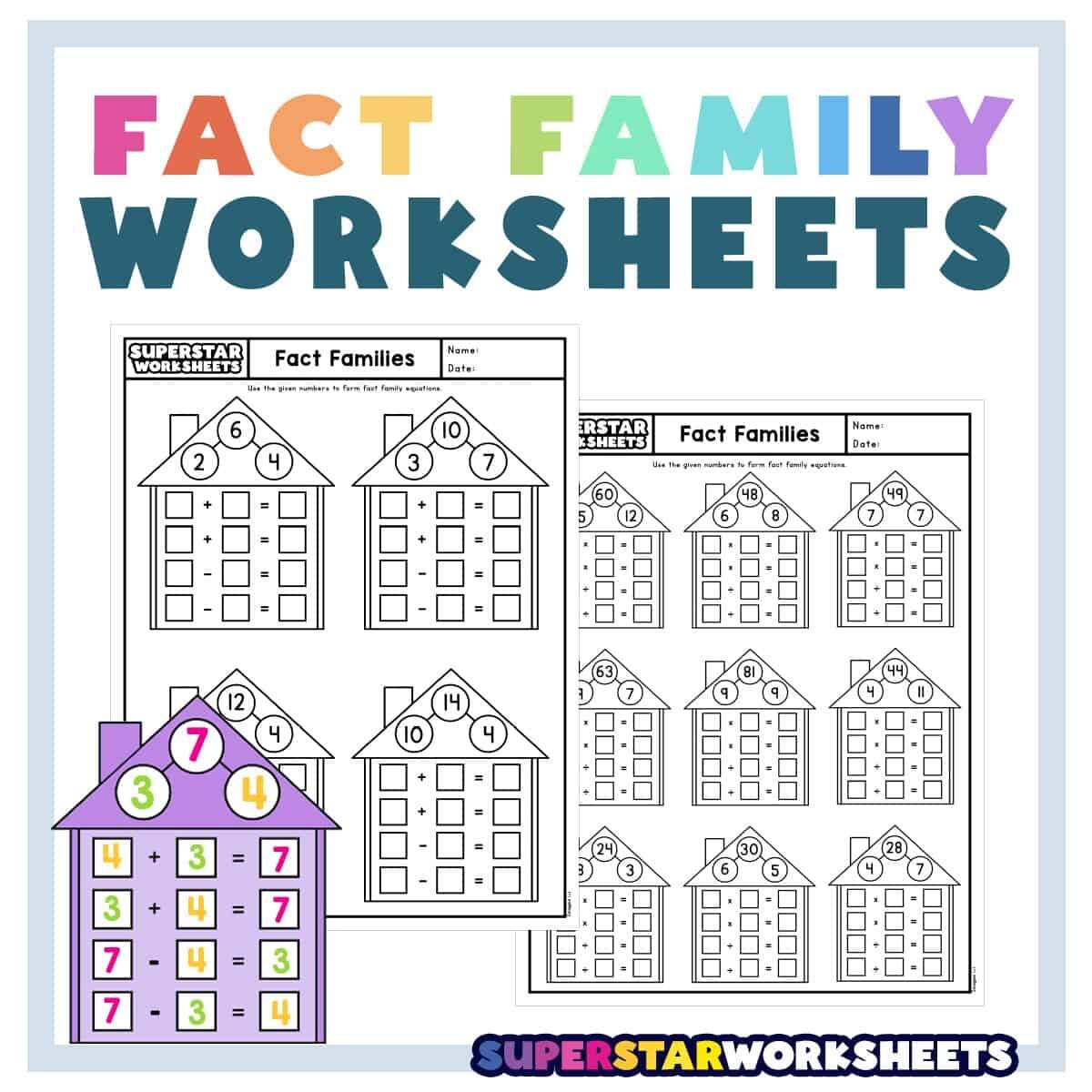Fact Family Worksheets Superstar Worksheets Fact Families Multiplication Division Worksheet Math Problems Made By Teachers