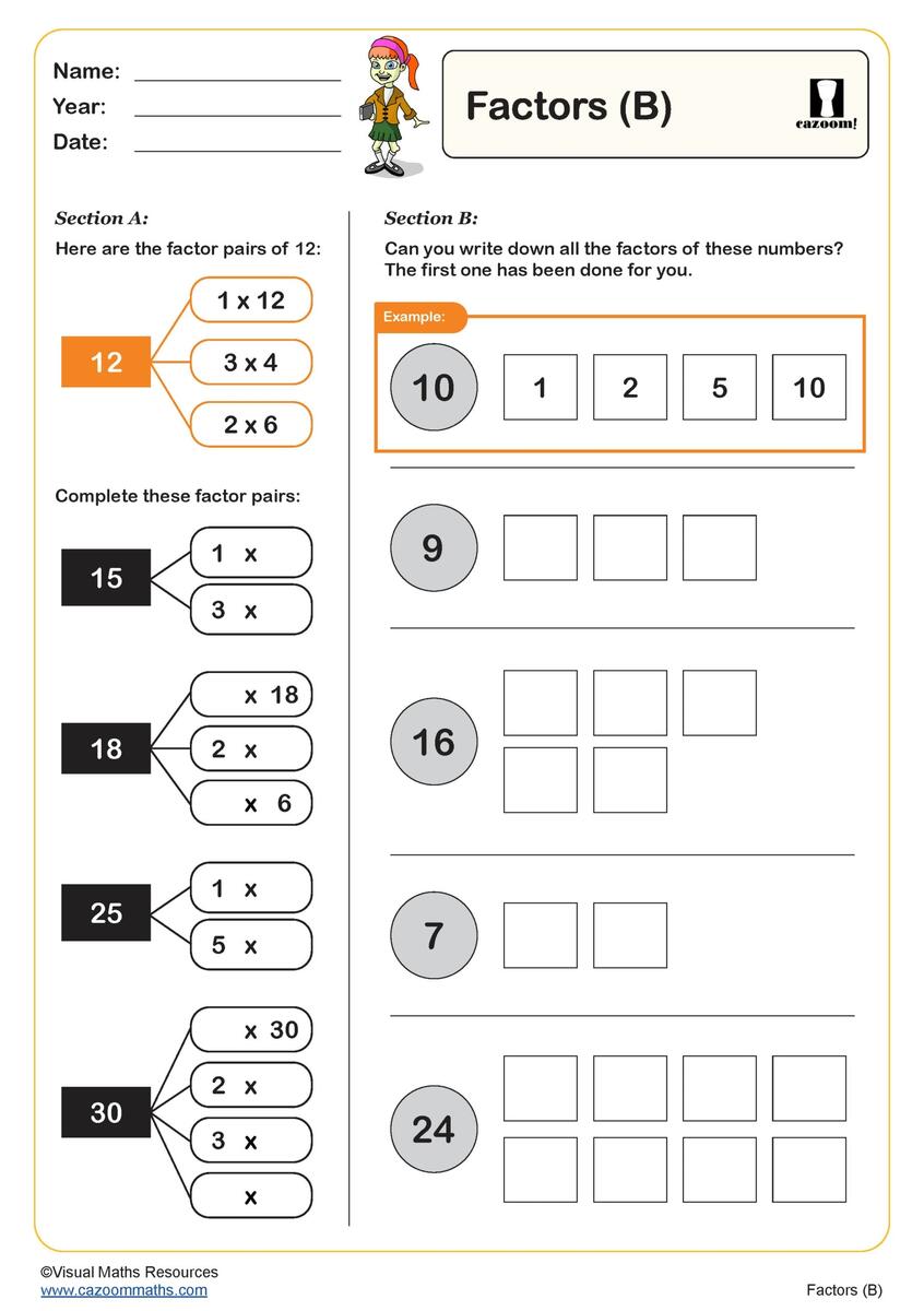 Factors A Worksheet Fun And Engaging Year 5 PDF Worksheets