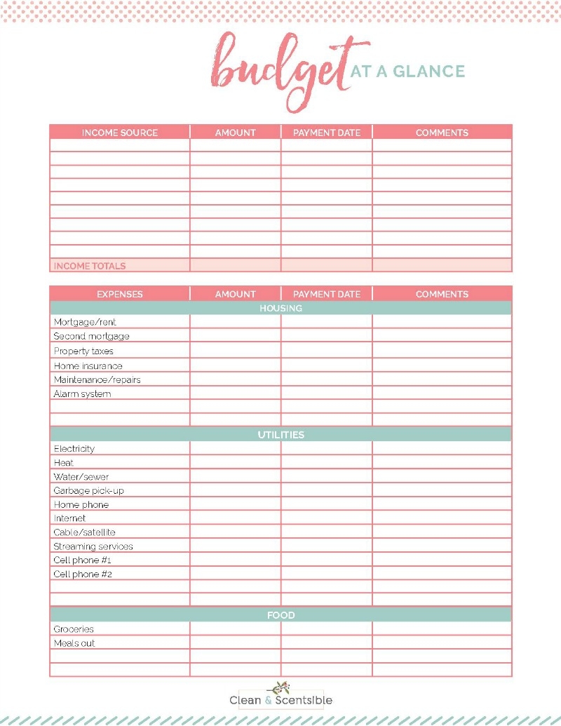 Family Binder Budgeting Printables Clean And Scentsible Free And Customizable Budget Templates Canva