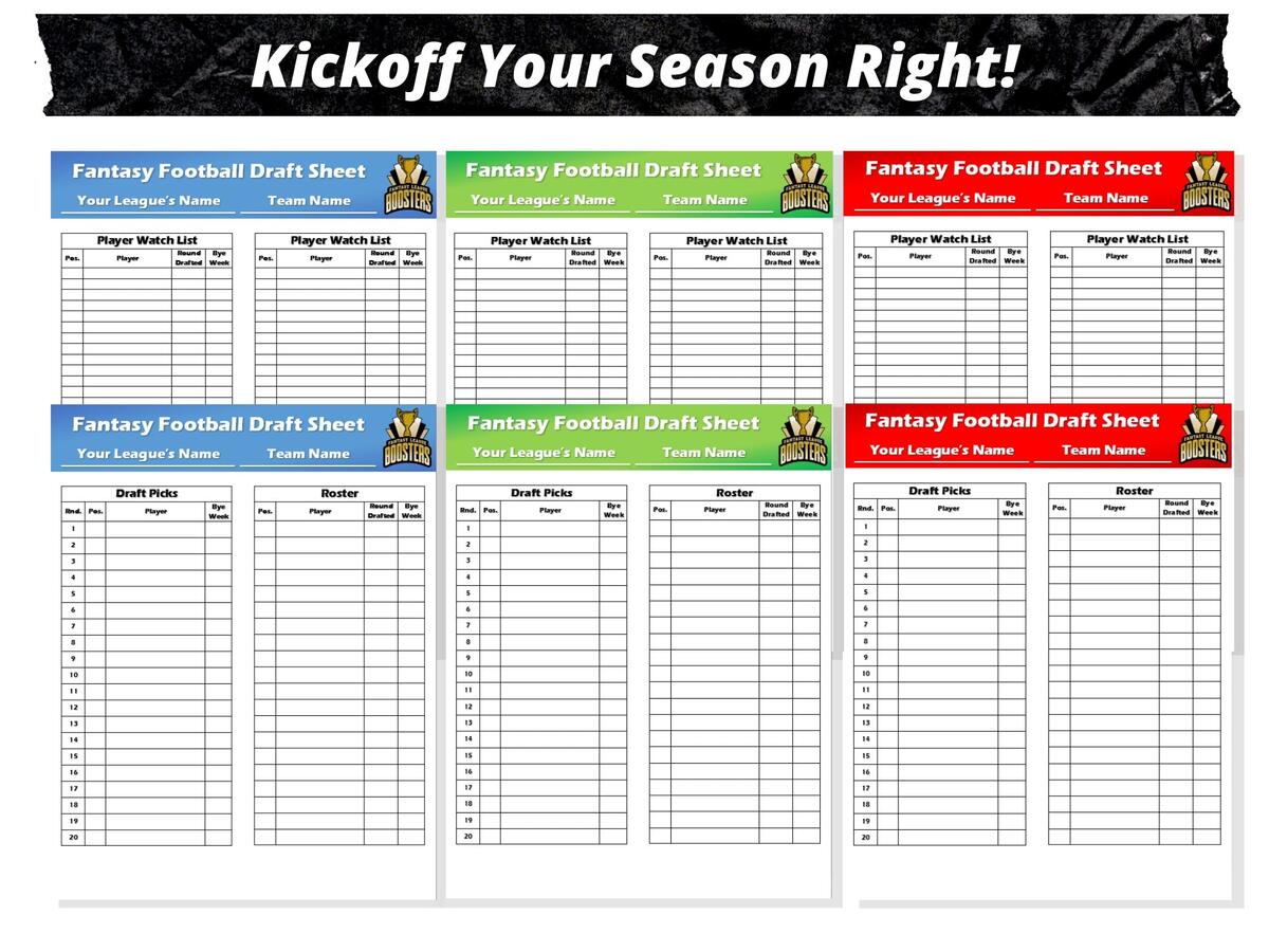 Fantasy Football Draft Sheets 2025 Season Microsoft Word Instant Download Etsy Israel