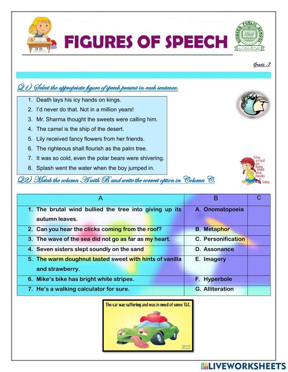 FIGURE Of Speech Activity Worksheets Library