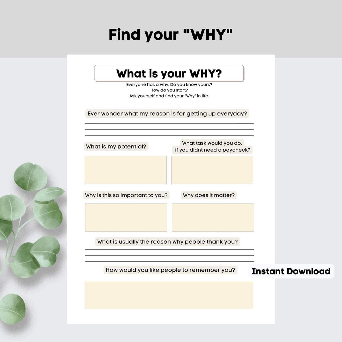 Find Your Why Printable Journal Self Growth Planner Digital Download Etsy Find Your Why Printable Journal Self Growth Planner Digital Download Etsy