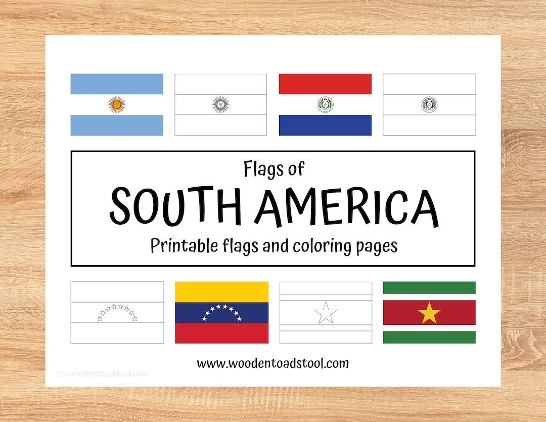SOUTH AMERICA FLAGS Coloring Pages Americas Flags Coloring Book Printable For Kids Coloring Book For Toddlers Etsy