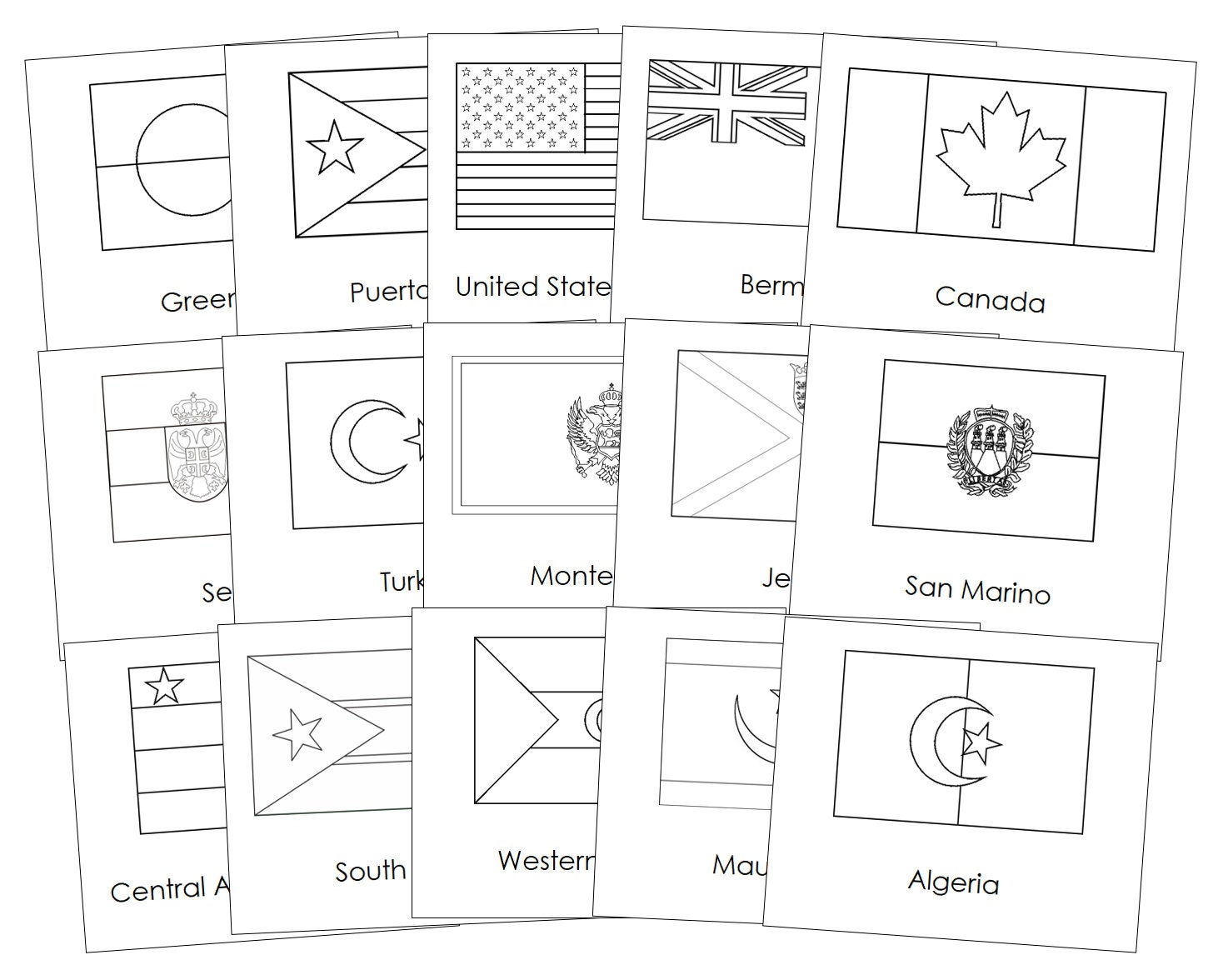 Flags Of The World Bundle blackline Masters Montessori Geography Continent Cards digital Download Etsy
