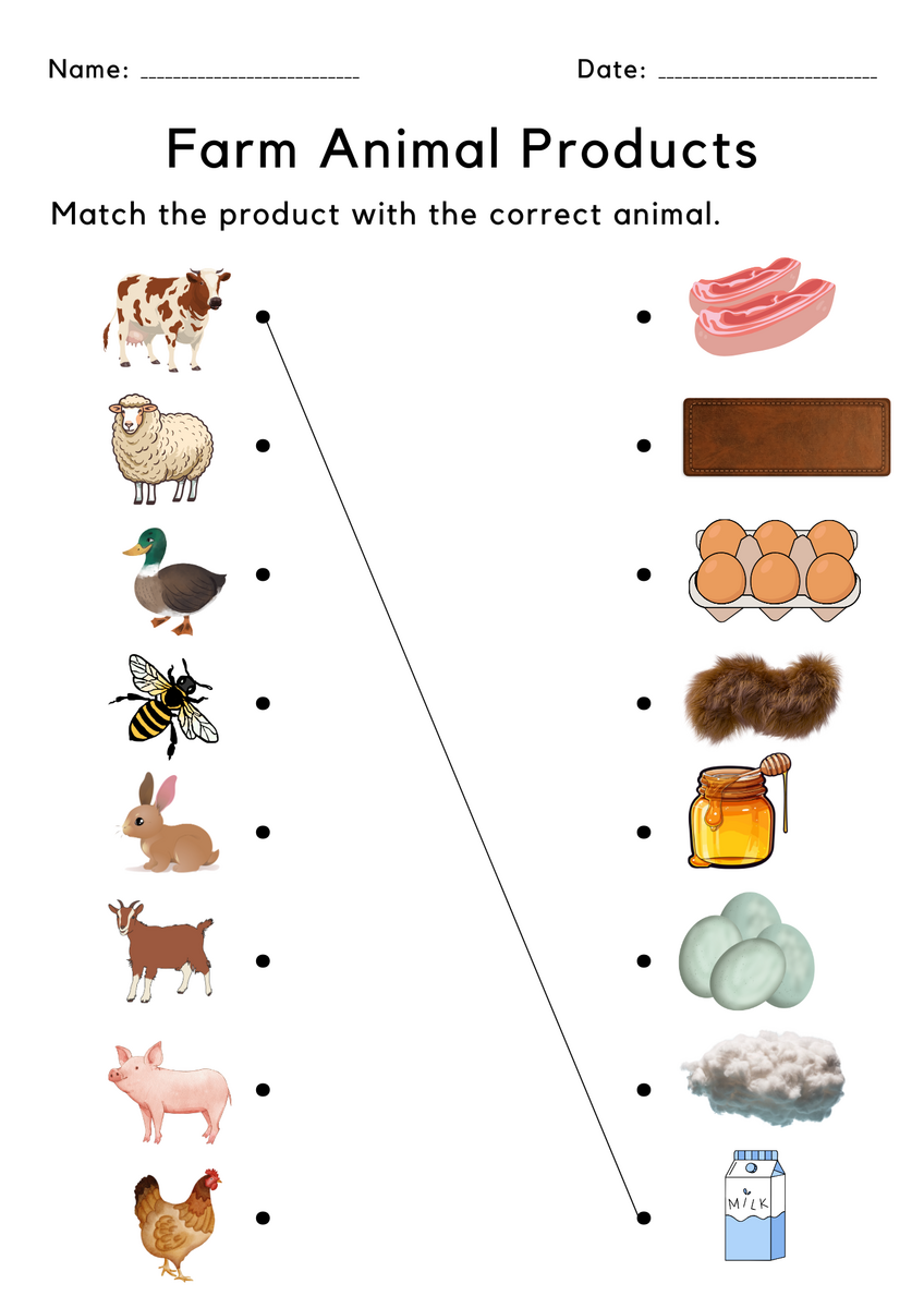 Food Kindergarten Farm Animals And Their Products Worksheets Made By Teachers