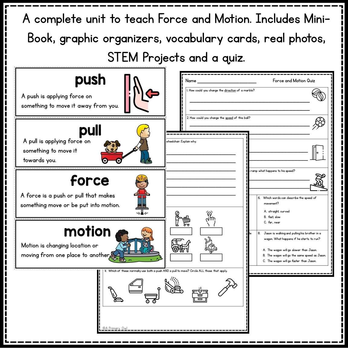 Force And Motion Unit With Mini Book STEM Projects Worksheets Made By Teachers Easy Forces And Motion Unit Physical Science Worksheets Priceless Ponderings