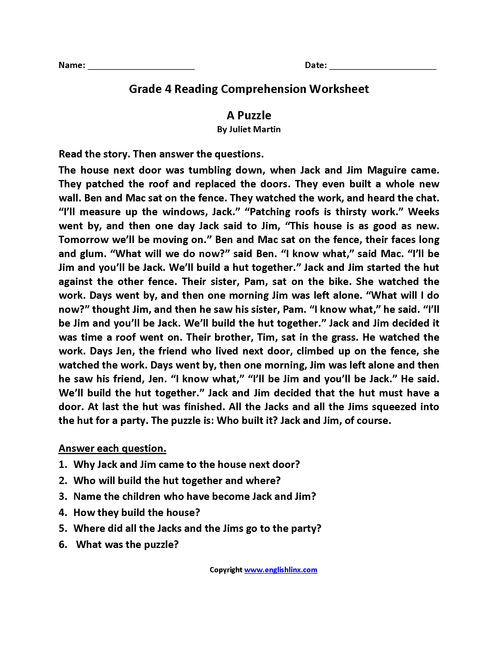 Fourth Grade Reading Worksheets Improve Fluency Comprehension Free Free Printable 4th Grade Reading Comprehension Worksheet Download Free Free Printable 4th Grade Reading Comprehension Worksheet Png Images Free Worksheets On Clipart Library